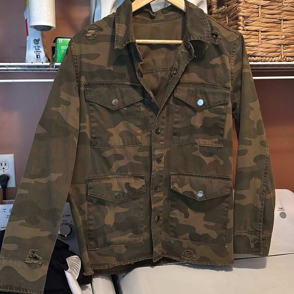 Distressed camo jacket